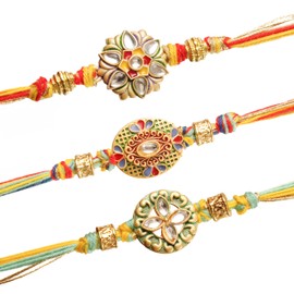 TIED RIBBONS Rakhi for Brother (Set of 3) | Rakhi Set for Brother | Rakhi Card | Roli Tika - Raksha bandhan Rakhi Bracelet for Brother Rakhi for Bhaiya | Bhai Rakhi Thread | Rakhi Gifts for Brother