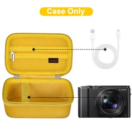 Canboc Carrying Case for Panasonic LUMIX LX10/ ZS80/ ZS100/ ZS70/ ZS200/ ZS60 4K Digital Camera, Point and Shoot Camera Bag, Zipper Mesh Pocket fits USB Cable, Batteries, Yellow