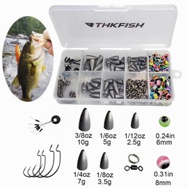 THKFISH Piombi da Pesca Accessori Pesca Texas Rig,Carolina Rig,Ami da pesca,Bobber Stopper,perline pesca,Anelli di pesca,Girelle da Pesca 219pezzi