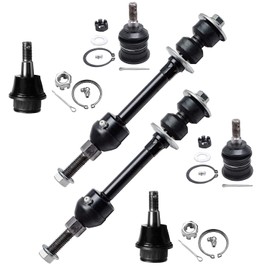 Detroit Axle - RWD Front Ball Joints Sway Bars for 2006-2012 Dodge Ram 1500 4 Upper Lower Ball Joints 2 Sway Bar End Links 2007 2008 2009 2010 2011 Replacement
