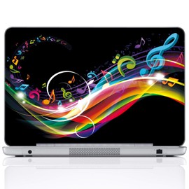 Meffort Inc 14 14.4 Inch Laptop Notebook Skin Sticker Cover Art Decal (Included 2 Wrist pad) - Rainbow Music Note Design