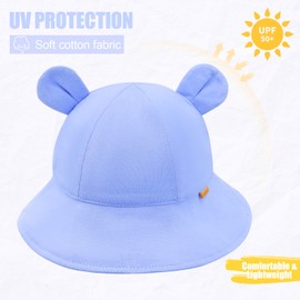 POMIJIAN Baby Sun Hat Girls UPF 50+ Beach Kids Hats Boys Wide Brim Cute Toddler Bucket Hat Floppy Infant Sun Hats (US, Age, 2 Years, 4 Years, A-Blue-Purple)