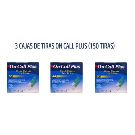 Tiras Reactivas 3 Cajas On Call Plus 150 Piezas Para Glucosa