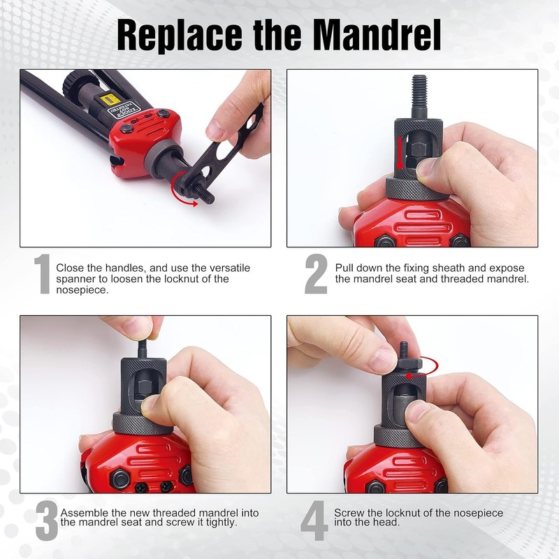 Rivet Nut Tool Mandrel 10/24 and 10 Rivet Nuts, Rivet