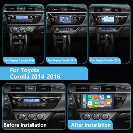 Vratzn Android 13 Car Radio Stereo for Toyota Corolla 2014 2015 2016 with Carplay Android Auto Backup Camera Bluetooth