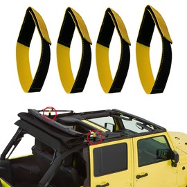 Soft Top Strap for Jeep,Soft Top Tie Down Straps for Jeep Wrangler JK JKU JL JLU,Heavy Duty Rear Window Tie Down Strap,Yellow,(Pack of 4)