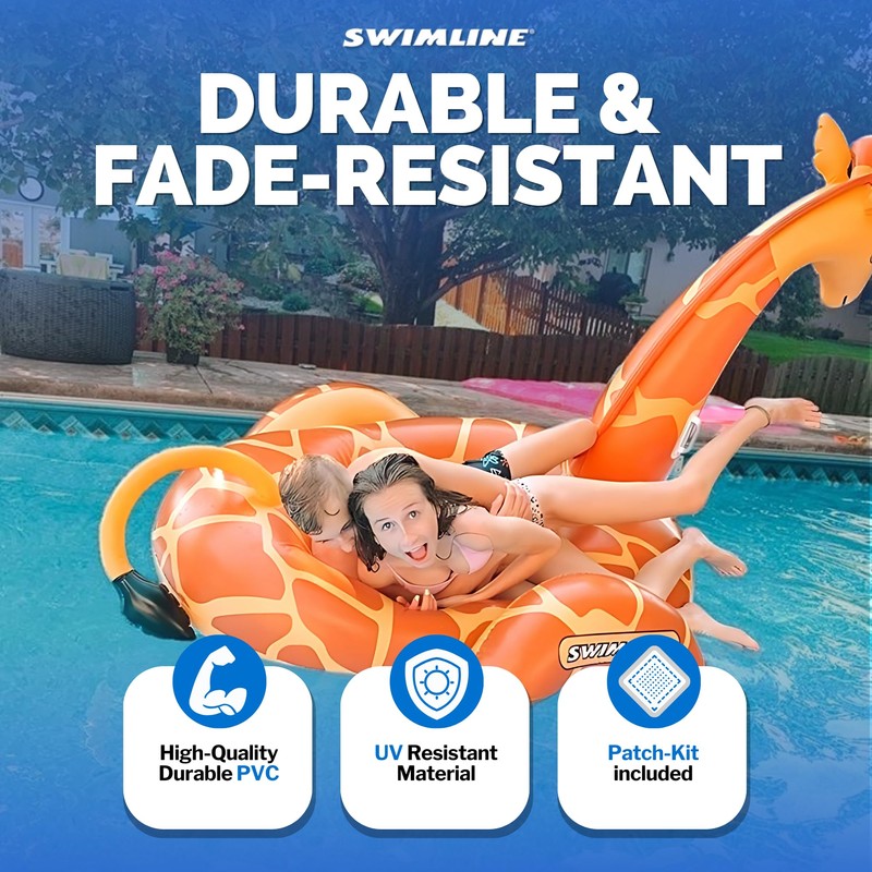 SWIMLINE ORIGINAL 90710 Giant Inflatable Giraffe Pool Float Floatie Ride-On