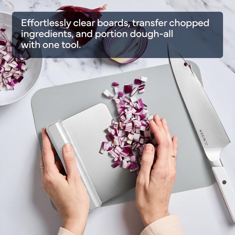 Misen Stainless Steel Bench Scraper - Versatile Food Scraper with