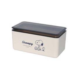 Nishiki Kasei Snoopy Food Container with Seal, Approx. Width 8.4 x Depth 4.4 x Height 4.1 inches (21.4 x 11.2 x 10.5 cm), Small Storage Tabletop, Made in Japan
