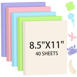40 Sheets Colored Cardstock Colorful Card Stock Paper Color Cardstock Paper 8.5 x 11 Thick Card Stock Printer Papers for Inkjet Printing Office School Home DIY Crafts Decors Christmas Card Making