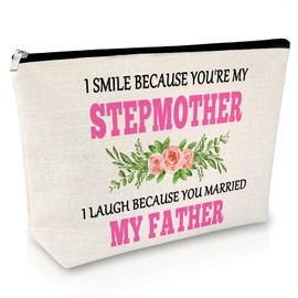 Step Mum Gifts Stepmother Gifts Makeup Bag Birthday Gift for Step Mum Bonus Mum Gift Cosmetic Bag Mother in Law Wedding Gift from Daughter Son Kids Christmas Mother's Day Travel Cosmetic Pouch