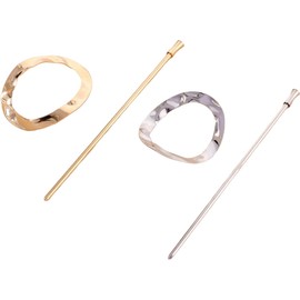 2PCS Vintage Metal Barrettes Hair Fork Minimalist Circle Hairpin Hair Accessories for Women Long Hair (Style1, One size)