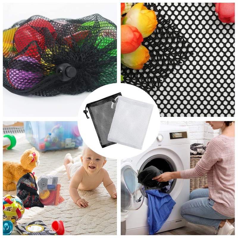 TRKETK 6 Pcs Mesh Drawstring Bags, Polyester Small Net Mesh