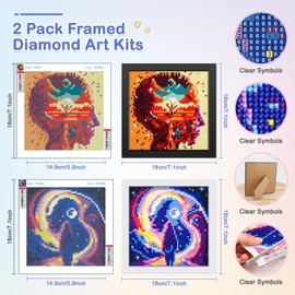 MOGTAA Diamond Painting Kits for Adults with Frame 2 Pack, DIY Unicorn Diamond Art for Beginners, 5D Diamond Dotz Kits Art Craft for Home Wall Decor 7.1x7.1Inch