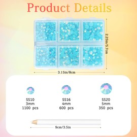 Multi Size 3mm 4mm 5mm Rhinestones Set for Nails Crafts Sky Blue Non Hotfix Rhinestones Nail Gems Rhinestones Jelly AB&Round Flat Back Resin Rhinestones for Makeup Clothes Shoes Eyes Bottles Crafts