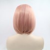 Pink Bob Synthetic Lace Front Wigs Narutal Straight Dark Roots