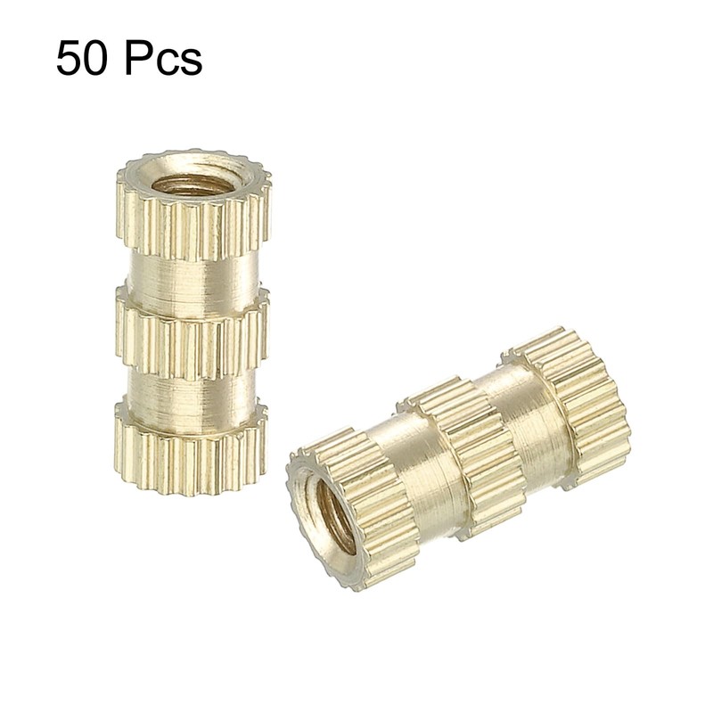 sourcing map Knurled Insert Nuts, 50Pcs M3 x 10mm(L) x