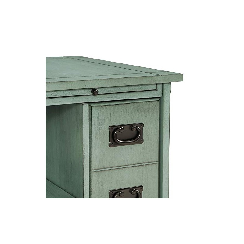 Powell Parnell Wood Side Table in Teal Blue