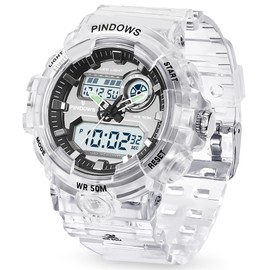 PINIDOUS Womens Watch for Women Teenagers Watch Digital Sports Watch,7 Color LED Light Large Analog Digital Display Waterproof Watch with Alarm Stopwatch Hourly Chime Multi-Function Wrist Watches