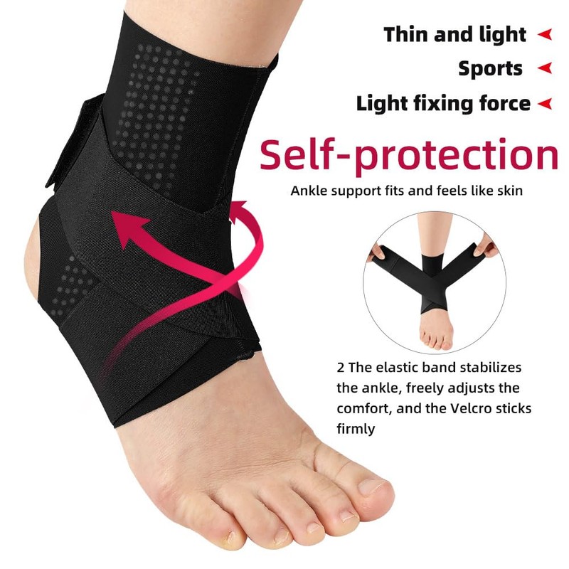 Adjustable Compression Ankle Brace for Sprained Ankle, Strong Support, Breathable