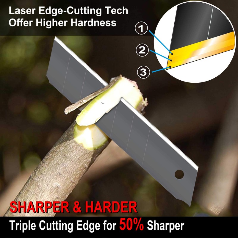 HAUTMEC Professional Retractable Snap Off Utility Knife Replacement Black Blades