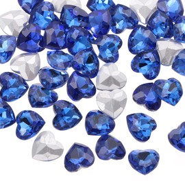 sourcing map 30Pcs Heart Rhinestones, 10mm Pointed Back Heart Glass Rhinestone Gems Crystal for Jewelry Making Costume DIY Crafts, Bright Blue