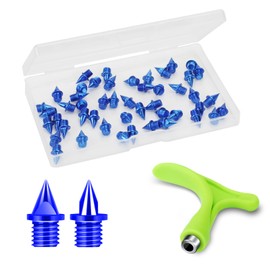 Lejof Carbon Steel Track Spikes, 48 Pcs 1/4 Inch Lighter Weight Spikes for Track, 0.45 Grams Replacement Spikes for Track and Field Sprinting or Cross Country (48 Blue)