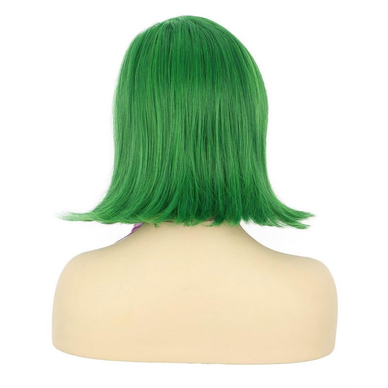 VGbeaty Adult Green Wavy Wig with Purple Scarf Women Side-swept