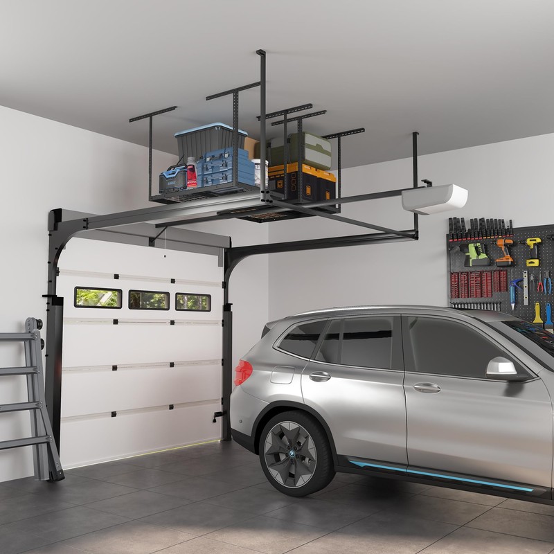 FLEXIMOUNTS 2x3FT Garage Storage Rack Overhead, Adjustable Ceiling Storage Racks,