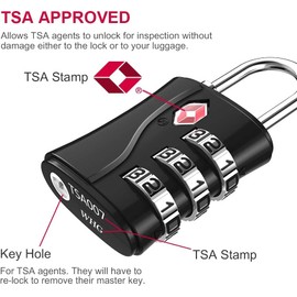 ZHEGE Suitcase Locks Combination, Travel Padlock, TSA Approved Luggage Locks for Suitcase, Backpack, Laptop Bag, Handbag and Tent Zippers, 3 Digit Padlock for Gym (Black)