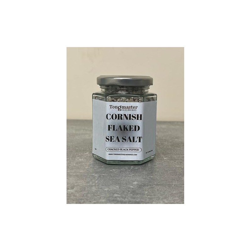 Tongmaster Cracked Black Pepper Cornish Flaked Sea Salt - 125g