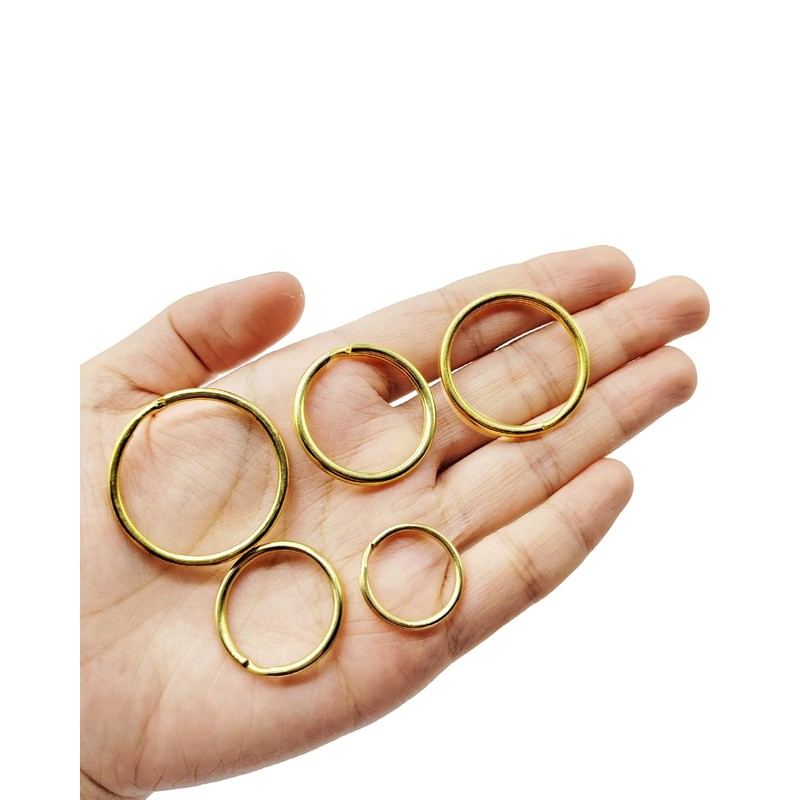 Bluemoona 10 Pcs - Brass Round Edged Keyring Keychain Split