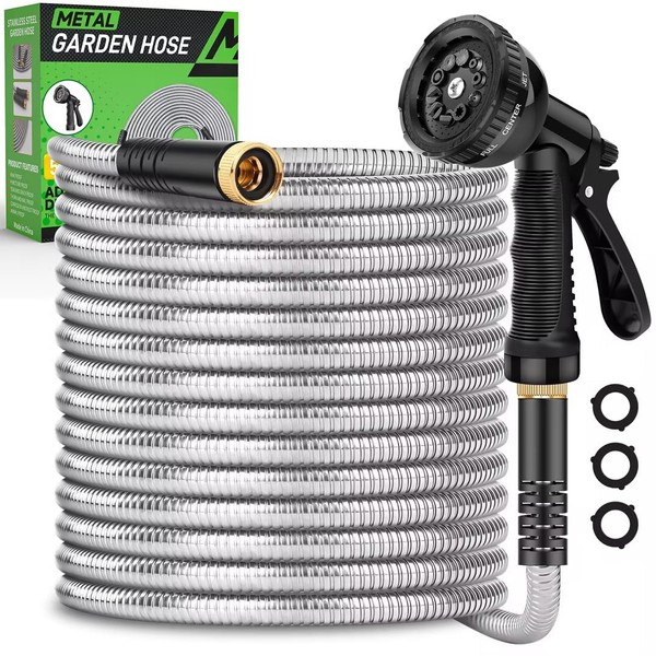 Garden Hose 50ft, Heavy Duty Stainless Steel Water Hose with