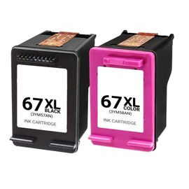 Compatible Ink Cartridge Replacement for 3YM57AN, 3YM58AN (67XL) Black & Tri-Color Ink Ctg (Black-240 YLD, Tri-Color-200 YLD) for use in 1255, 2732, 2752, 2755, 4140, 4152, 4155, 6052 (2 Pack)