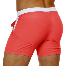 MAGCOMSEN Swim Boxer Briefs for Men Swimshorts for Men Quick Dry Mens Beach Briefs Swim Trunks for Men Surfing Shorts with Pockets Watermelon