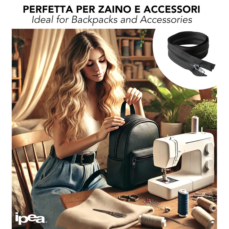 IPEA Cerniera Lampo Nera lunga 65 cm Nera - 2