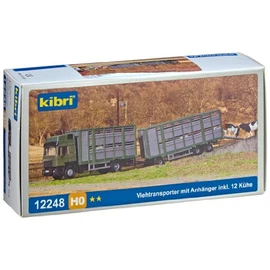 H0 Cattle lorry with trailer and 12 cows