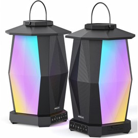 INGA Outdoor Speaker, Bluetooth Wireless Speaker with Lights, Sync up to 100 Speakers, IPX5 Waterproof, 25.7W, 2 Packs, Portable for Outdoors/Patio/Porch/Pool