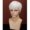 Mens White Wig Realistic Natural Synthetic Male Side Part Wig