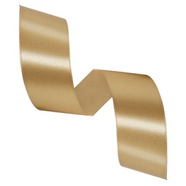Solid Color Champagne Gold Satin Ribbon, 1-1/2 Inches x 25 Yards Fabric Satin Ribbon for Gift Wrapping, Crafts, Hair Bows Making, Wreath, Wedding Party Decoration and Other Sewing Projects