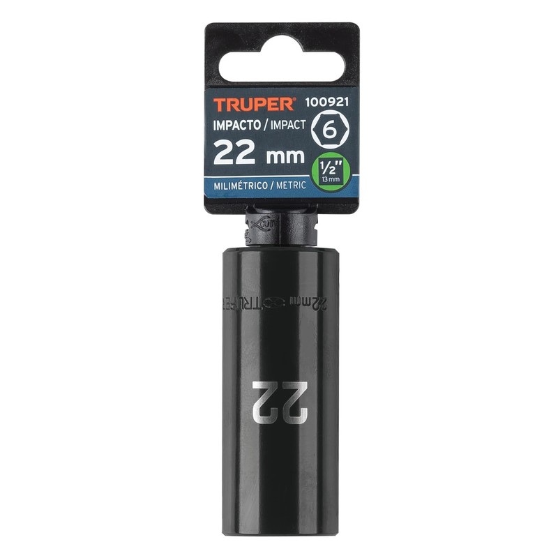 Truper D-7322-ML, Dado largo impacto de 22 mm, 6 puntas,