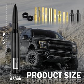New Upgrade American Flag Car Bullet Antenna,Truck Exterior Accessories Antenna Toppers Compatible with GMC,Chevy Silverado,Dodge,Ford,Jeep Antenna Replacement (Premium Black - U.S. Flag)