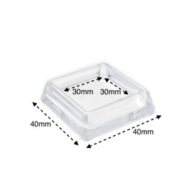 30x30mm Clear Furniture Cups, Pack of 4 Carpet Protectors for Square Furniture Legs - Made in Germany (See second image before ordering)