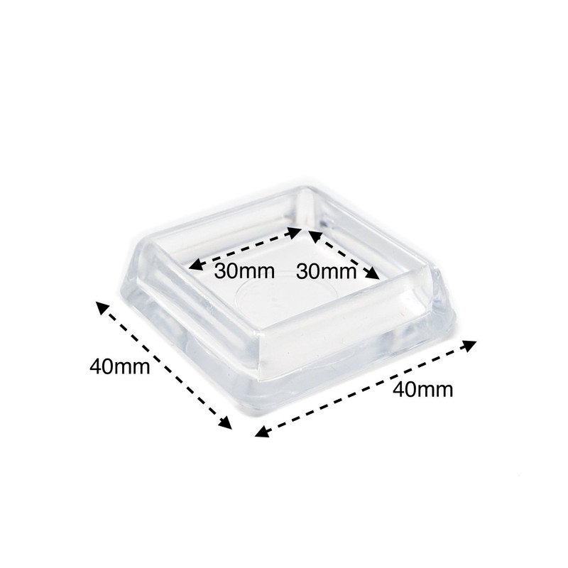 30x30mm Clear Furniture Cups, Pack of 4 Carpet Protectors for