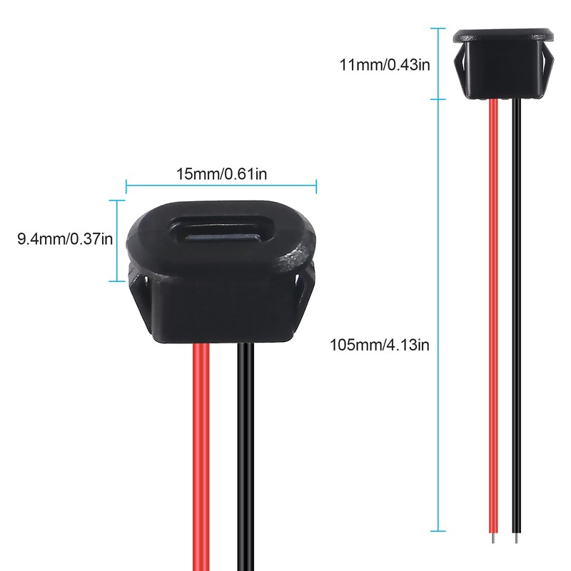 JUZITAO 15PCS USB C Type-C Female Chassis 2P Solder Wire