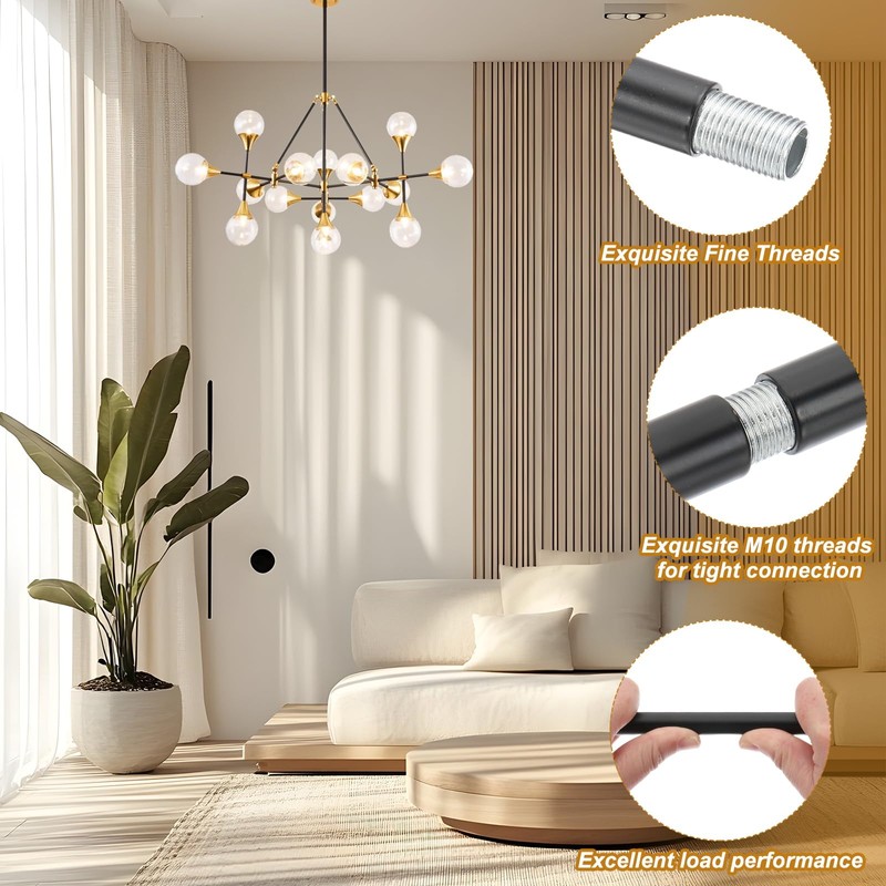 PATIKIL Threaded Extension Rod, 4 Sets 10" M10 x 1mm