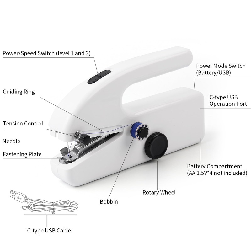 HKC Hand Sewing Machine, Mini Portable Electric Sewing Machine, Sewing