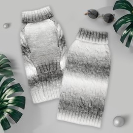 AXIIJGL Dog Sweaters For Small Dogs Cute Gray Gradient Puppy Cat Sweaters Soft Warm Knitwear Turtleneck Pullover Small Dog Sweater Clothes Chihuahua Yorkie Maltese Dachshund Outfits Sphynx Cat Clothes