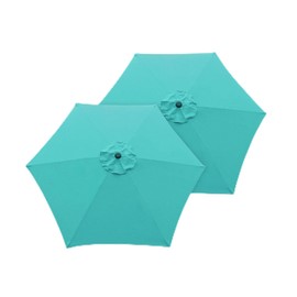 Goodgoods 9ft Patio Umbrella Replacement Canopy Market Umbrella Top Outdoor Umbrella Canopy for 6 Ribs(only Canopy) Lake Blue (2pcs/package)