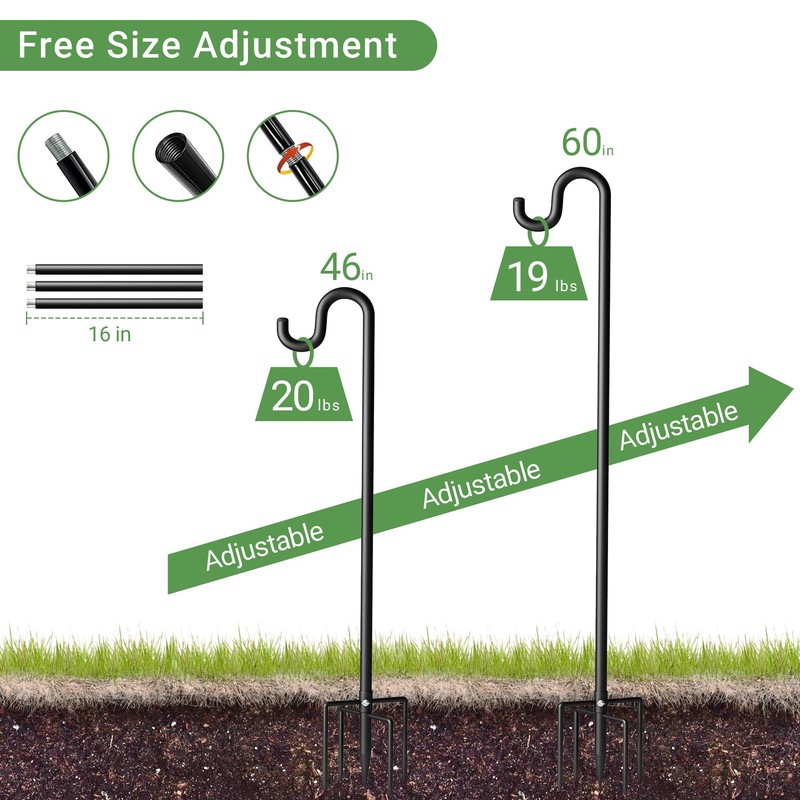 Surprizo 60" Shepherds Hooks for Outdoor, Extra Thick Bird Feeder